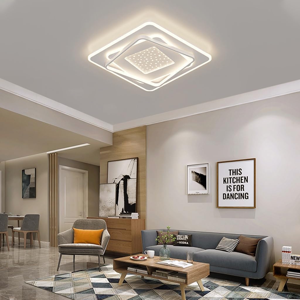 LYSDjia Dimmable LED square ceiling light modern restaurant recessed Ceiling Lamp with remote control 3000K-6500K personalized romantic design chandelier bedroom kitchen corridor cloakroom light (Col