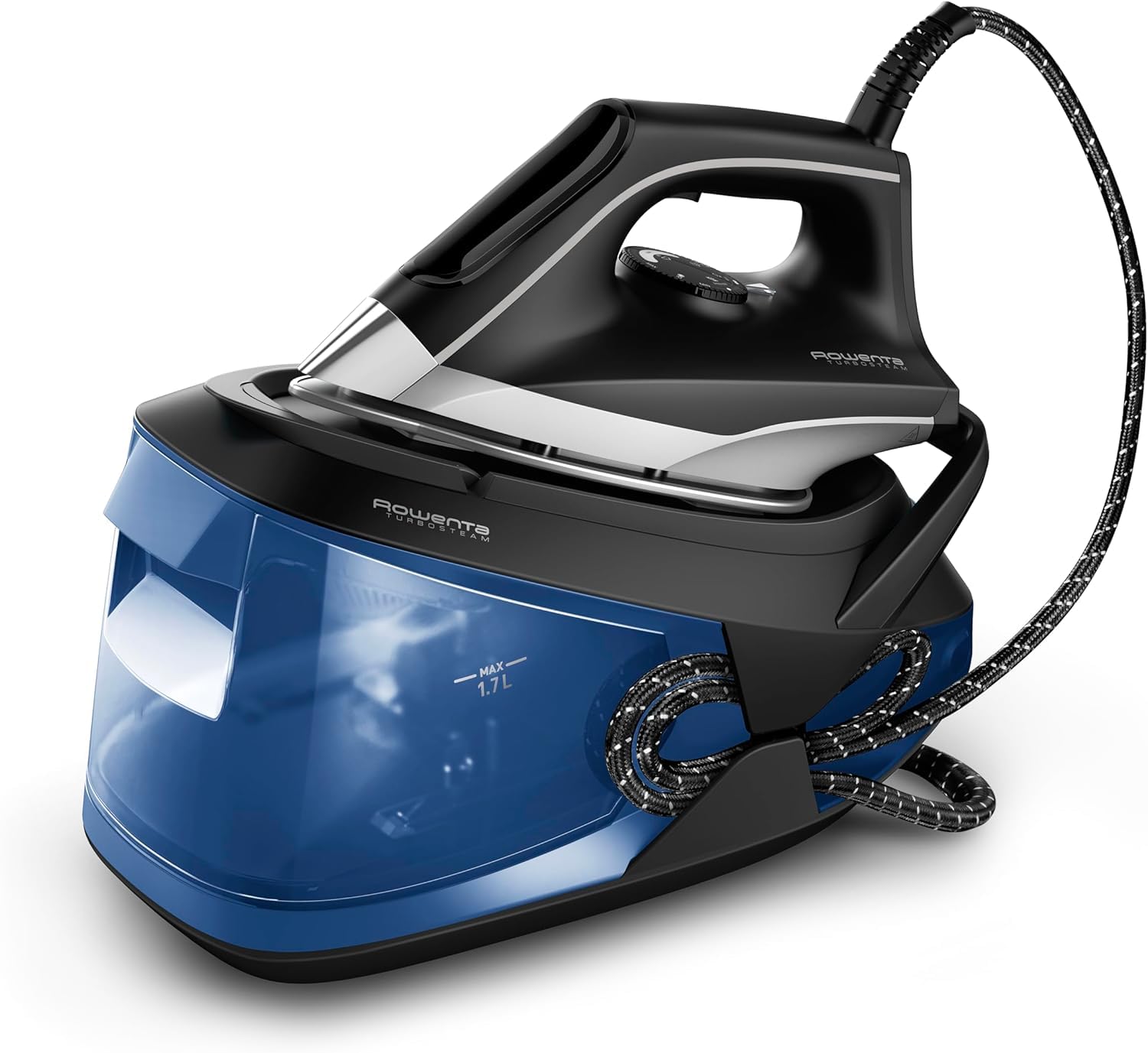 Rowenta Turbosteam Ironing Center – Power 2600W, Steam Output 120 g/min, Steam Stroke 350 g/min, Eco Mode, MicroSteam400 Laser Sole, Removable Tank XL 1.7 L