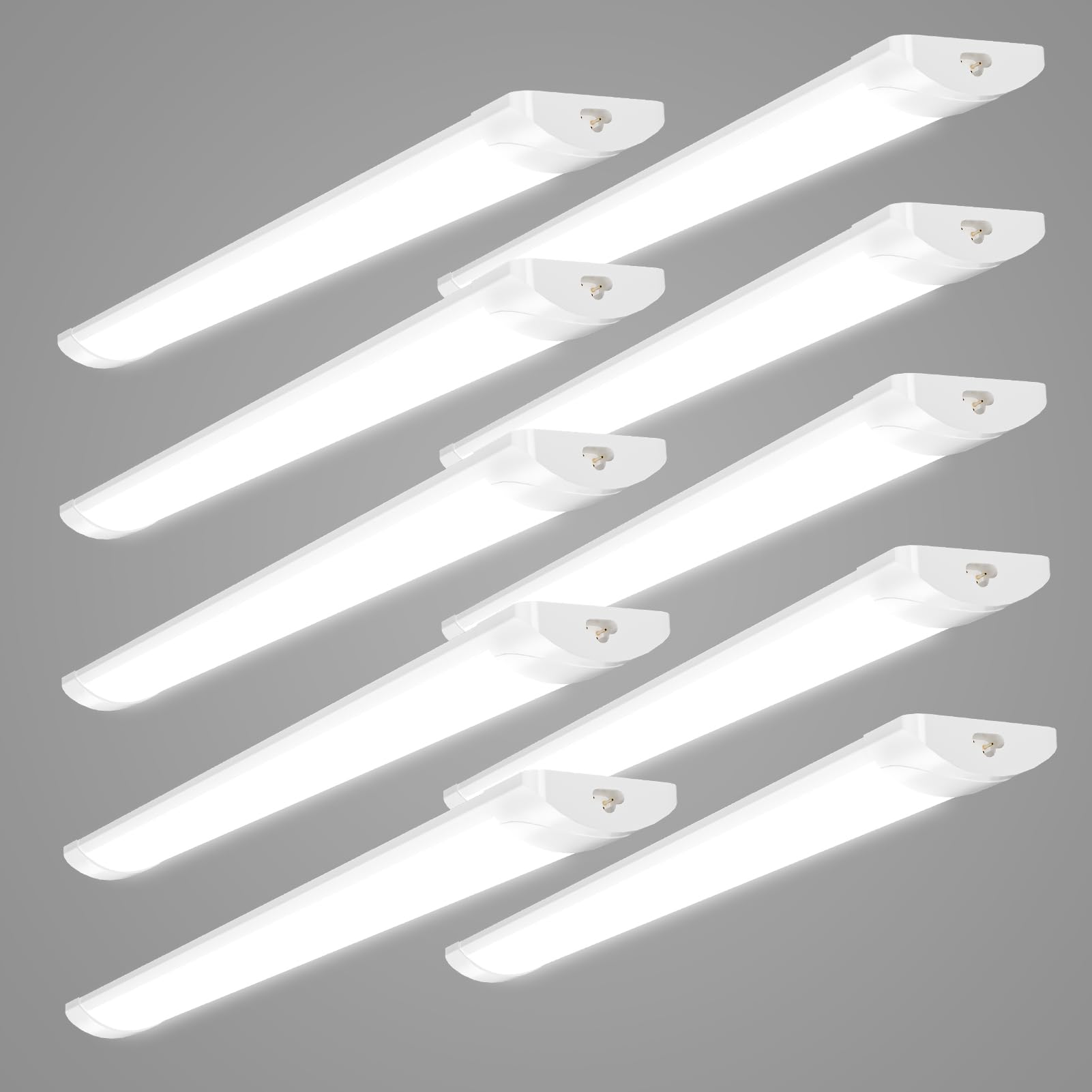 Hondony 10Pack 4FT Led Batten Light, 40W Surface Mounted Ceiling Light Cool White 6500K 6800LM 180°Beam Angle Tube Lights for Shop, Office, Living Room, Garage, Warehouse, Kitchen