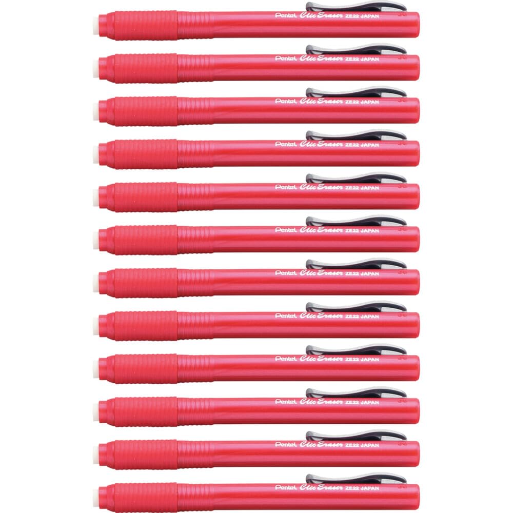 Pentel Clic Radiergummi, einziehbarer Radiergummi Nachfüllbar rot