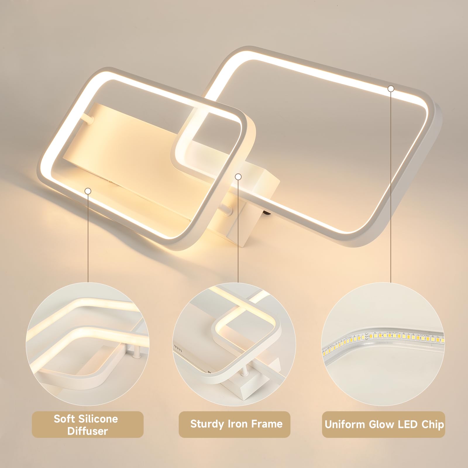 OTREN Lampa sufitowa LED 40 W, 4000 lm, regulowana za pomocą pilota 3000 K-6500K, pamięć i blokada, lampka nocna i timer do salonu, sypialni, kuchni, 61 cm