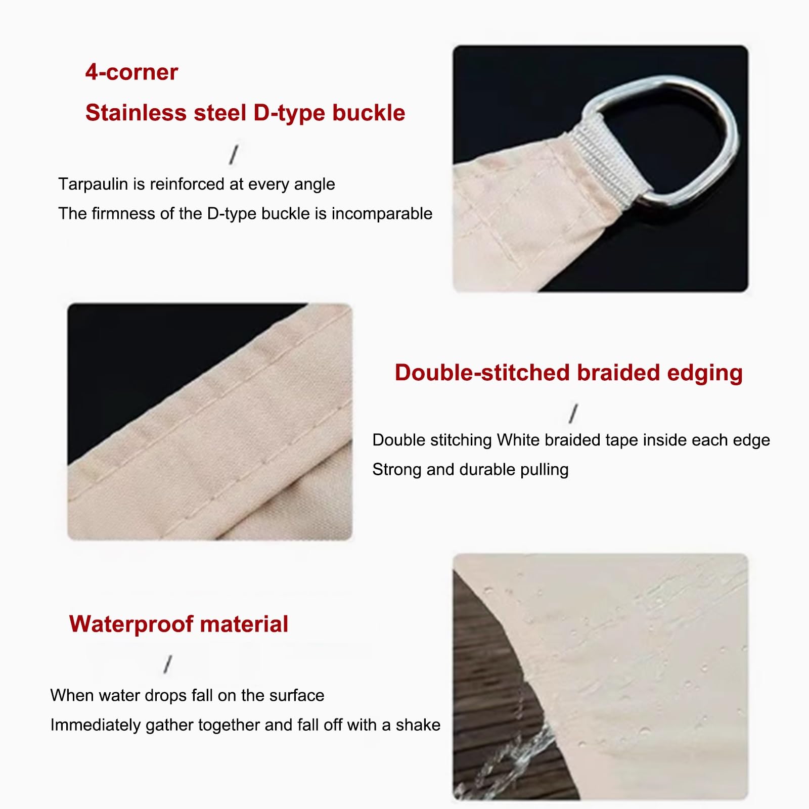 XANAYXWJ Telo Parasole per Esterni Protezione UV Copertura per tettoia Rettangolare con Fibbia Tipo D Vela ombreggiante Impermeabile per Patio e Balcone (3x6m)