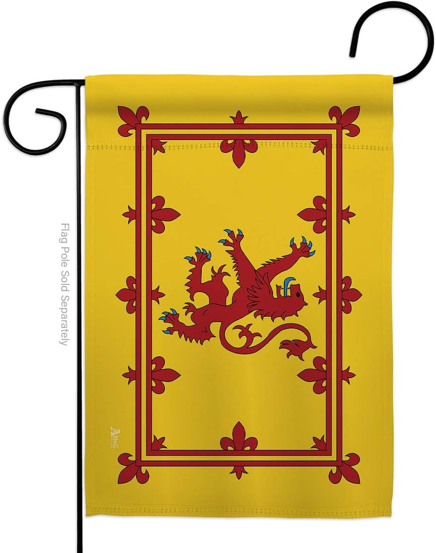 Royal Banner of Scotland Garden Flag Set Wall Holder Regional Nationality Nation International World Country Particular Area Small Decorative Gift Yard House Made In USA 13 X 18.5