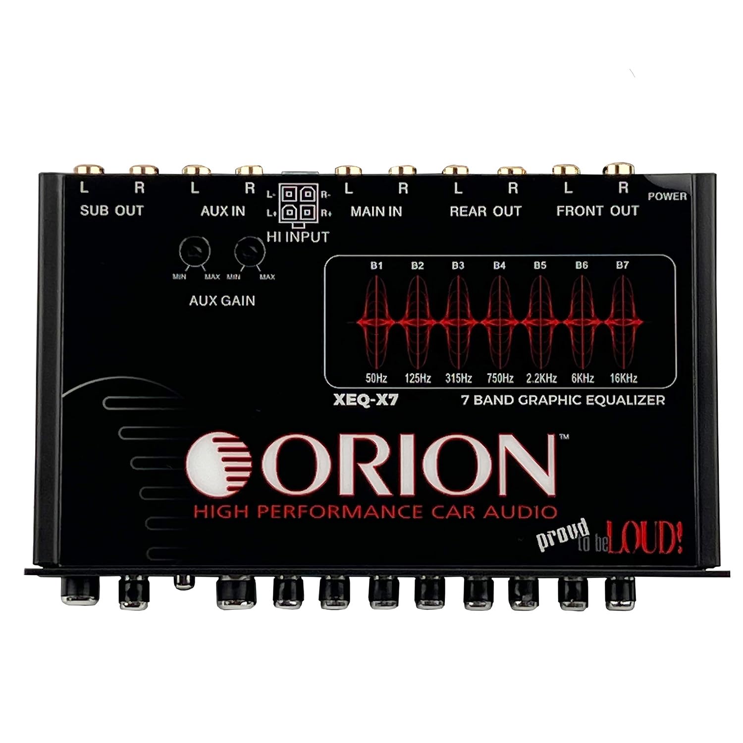 Orion XEQ-X7 7-Band Graphic Equalizer with Front 3.5mm AUX Input