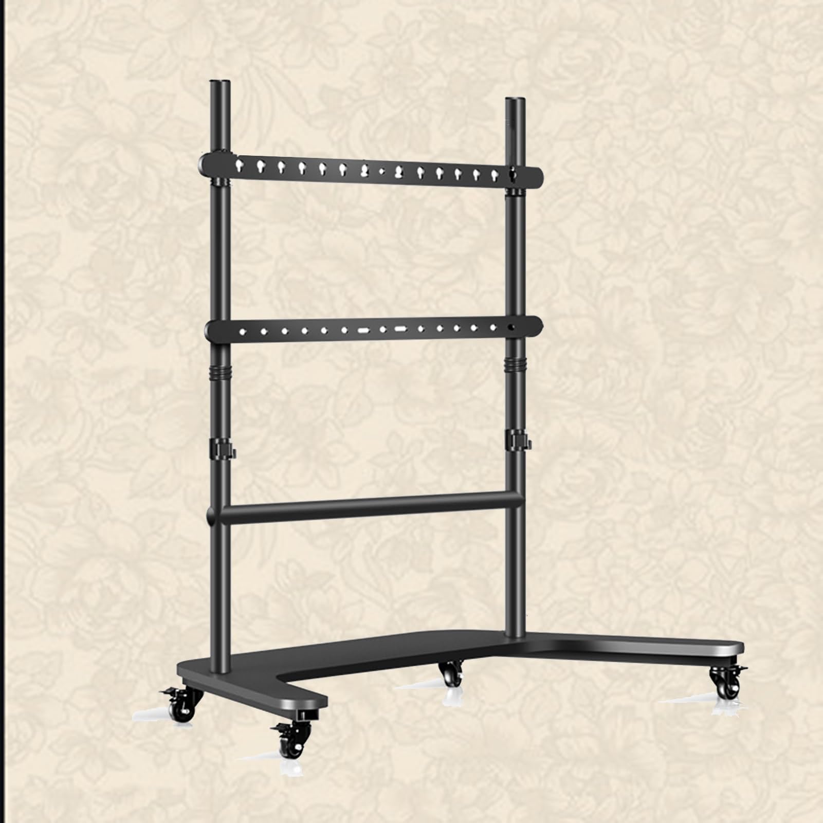 HPTHLY Mobile Tv Cart On Wheels - Lcd Tv Floor Stand, Portable Floor Tv Stand Holds, Full Motion 360° Rotation Wheel, Mobile Tv Cart Rolling Tv Stand For 42-90 In Tvs, Load