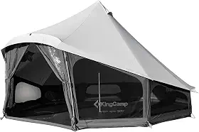 KingCamp Barraca de sino de lona para acampamento, barraca de yurt de acampamento de 4 estações, com macacos de fogão, barracas de luxo à prova d'água e respiráveis para acampamento em família, festa