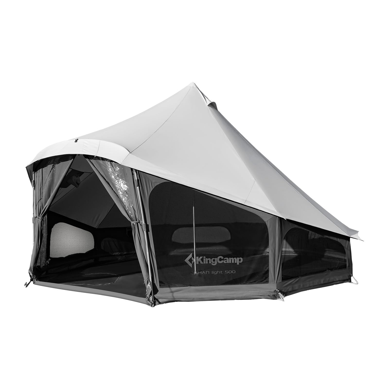 KingCamp Khan Light Canvas Bell Tents for Camping, 13ft 4 Season Cotton Camping Tents with Stove Jacks for Glamping, Waterproof Wall Tents for Outdoor Family Camping Yurt