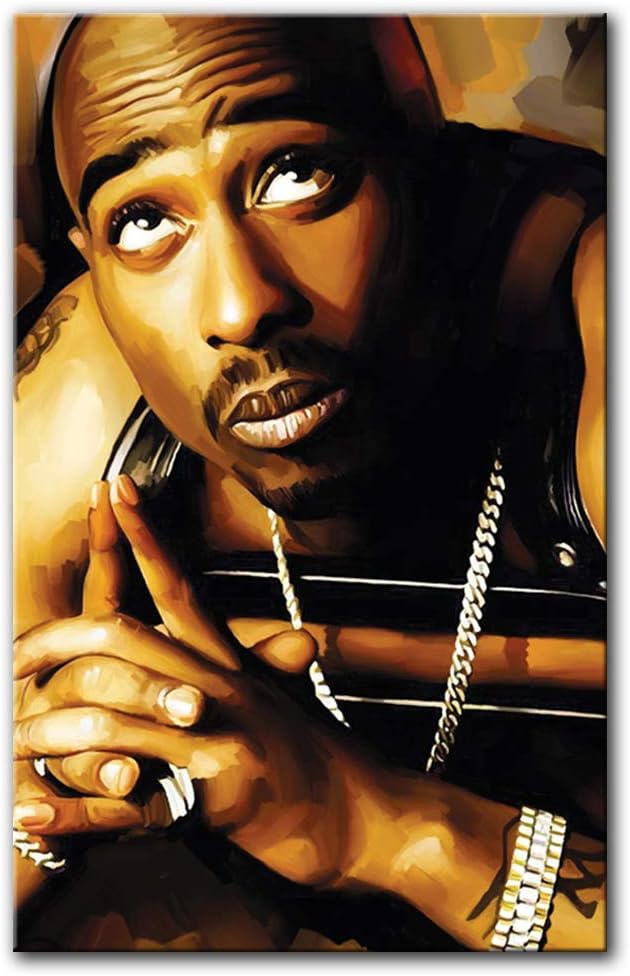 Tupac 2pac Rap Hip hop Artist Signed Canvas Art Print (Medium 26" x 16")