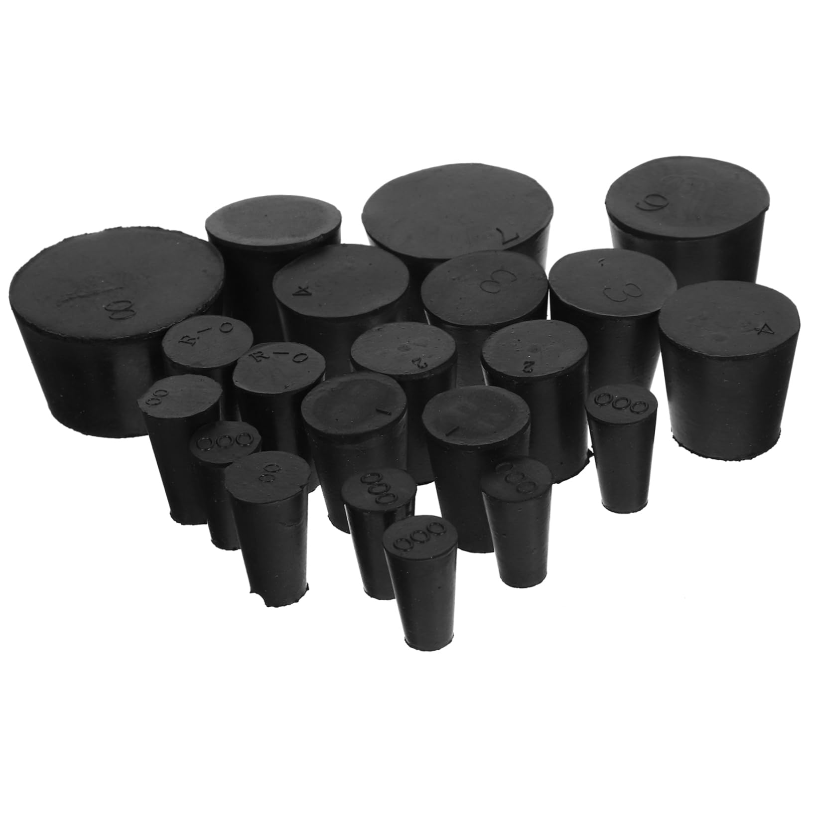 TOPBATHY 5 Series Enchufe De Laboratorio De Goma Tubos Enchufar Tapones De Goma Para Tubos De Ensayo Tapones De Probeta Tapón De Líquido Tapón De Probeta Negro Caucho 21 Piezas X 5