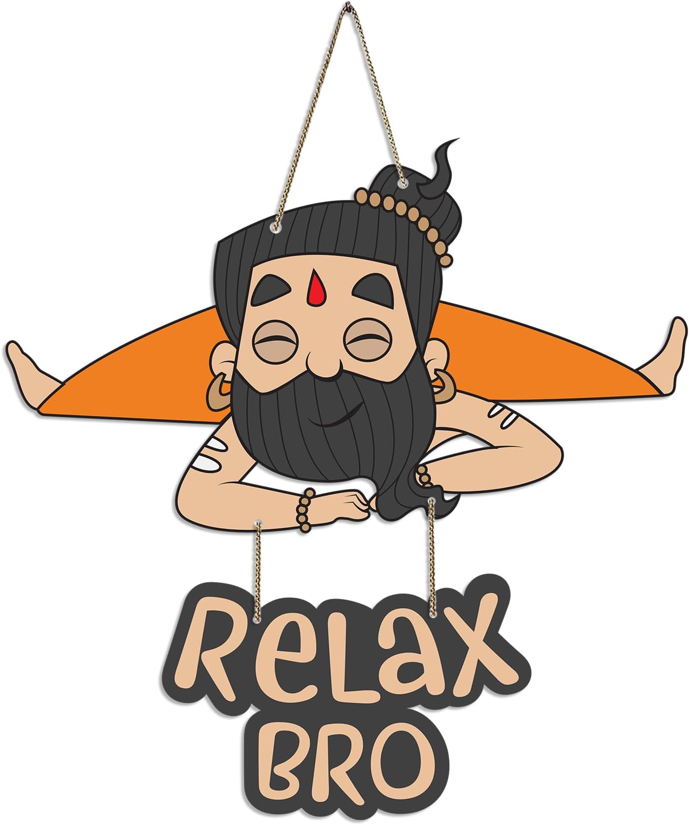 Artvibes Relax Bro Printed Wooden Wall Hanging with Quotes, 12 Inches x 16 Inches, Modern Decoration, Wall Art