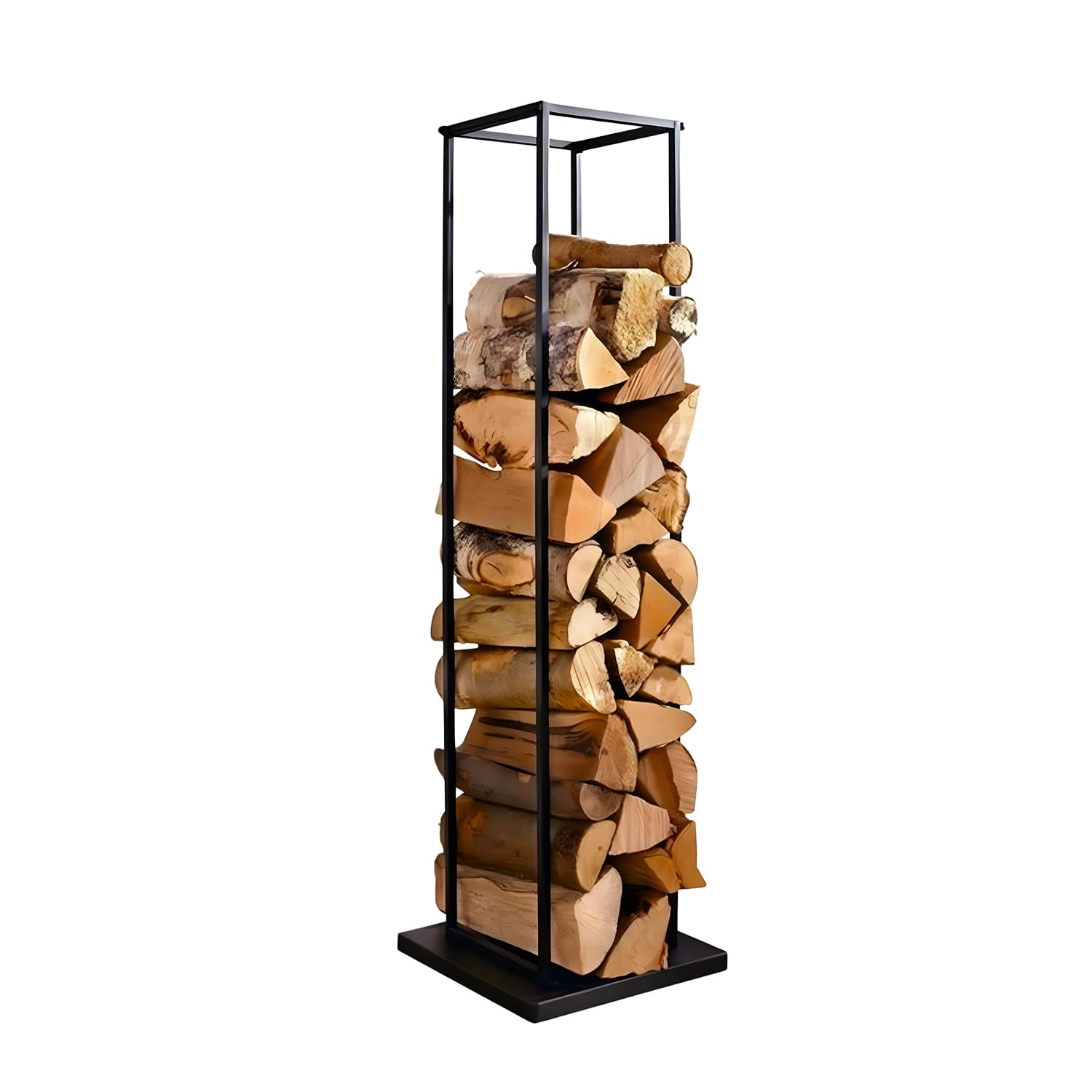 Avilia – Portalegna da Interno in Metallo 33×33×115 cm per Camino e Stufa, Design Verticale Salvaspazio, Facile da Montare e Ultra-Resistente, Ideale per Riporre Legna da Ardere