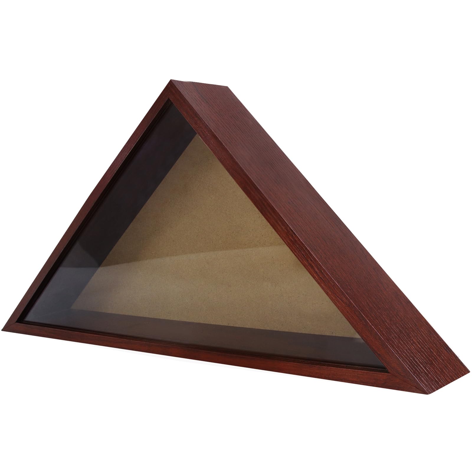 Flag Display Case - 5' x 9.5' Funeral & Military Flag Shadow Box with HD Tempered Glass and Wall Mount, Folded Triangle Flag Holder Frame for Veterans, Cherry Red