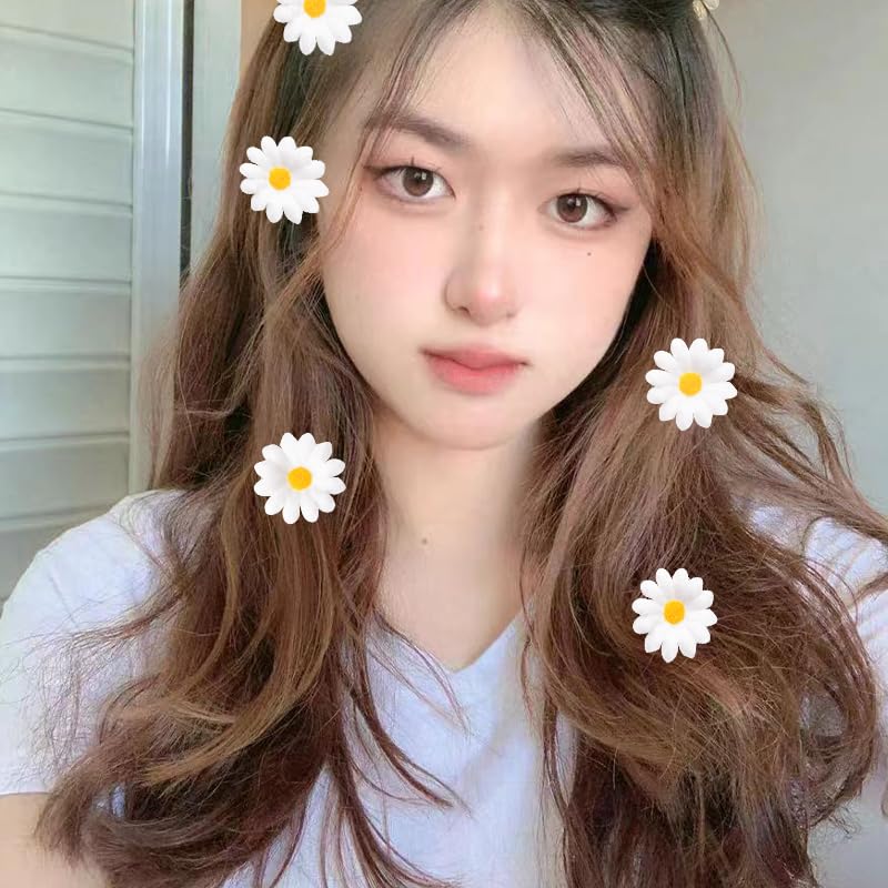 Miniatura 4 de Pinzas para el pelo de girasol de margaritas para mujeres y niñas, pinzas para el pelo de margaritas blancas, pasadores de pelo de girasol,