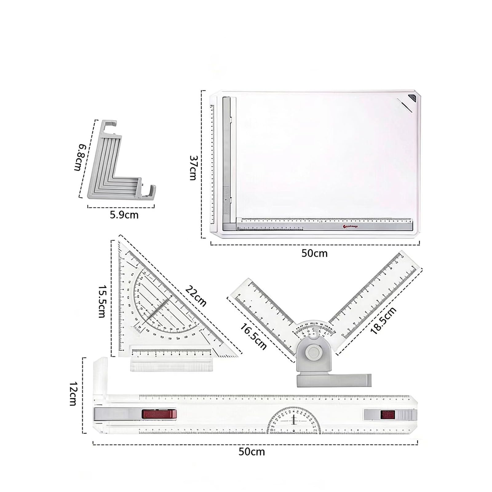 Set di tavole da disegno formato A3, tavolo da disegno metrico multifunzione con righello trasparente, movimento parallelo e angolazione regolabile, per schizzi grafici e disegni tecnici
