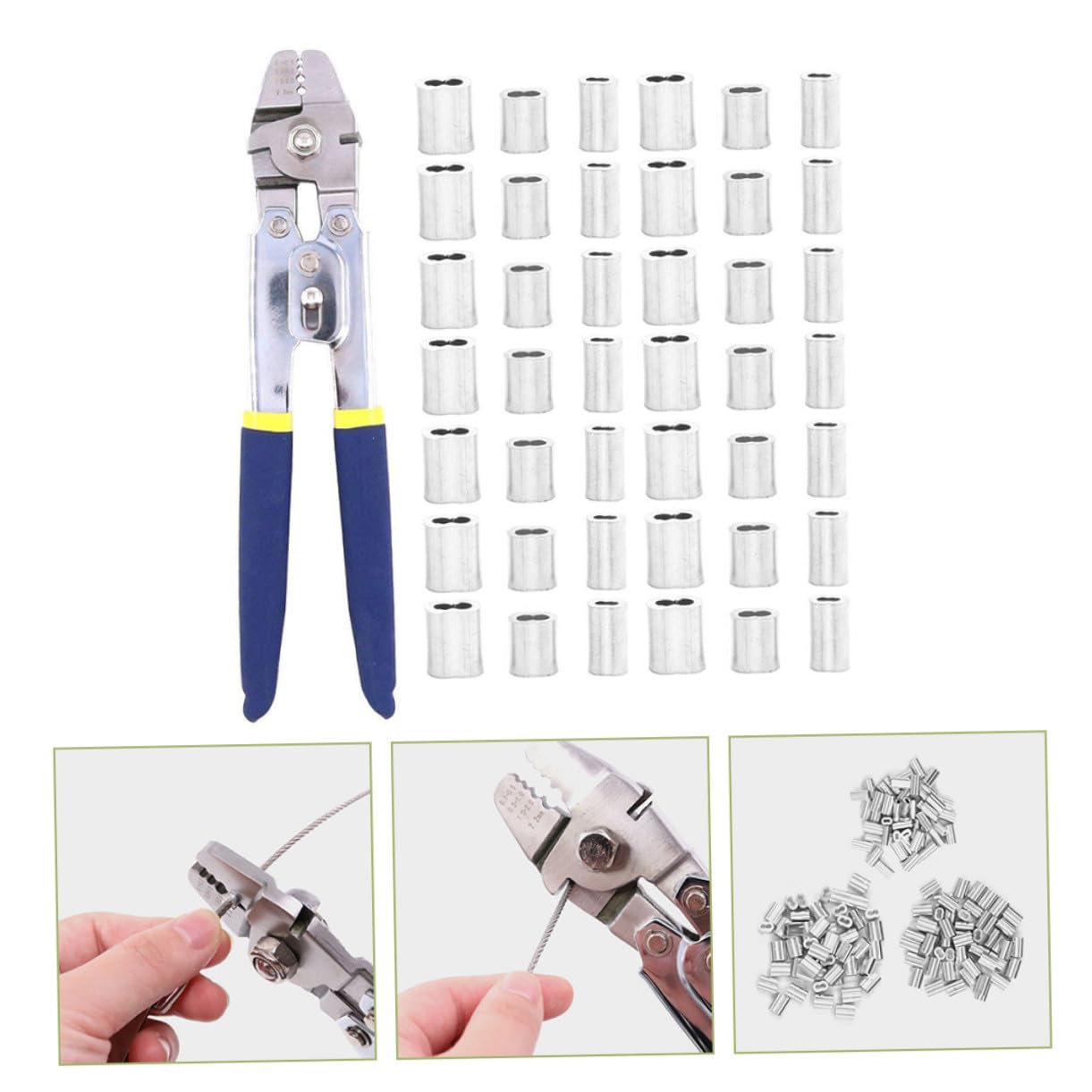 Pinza Crimpatrice per Cavo e Fune in Acciaio Inox Argento | Auto-bloccante, Alta Precisione, per Cavetto e Filo Metallico, Lavorazione Semplice e Affidabile