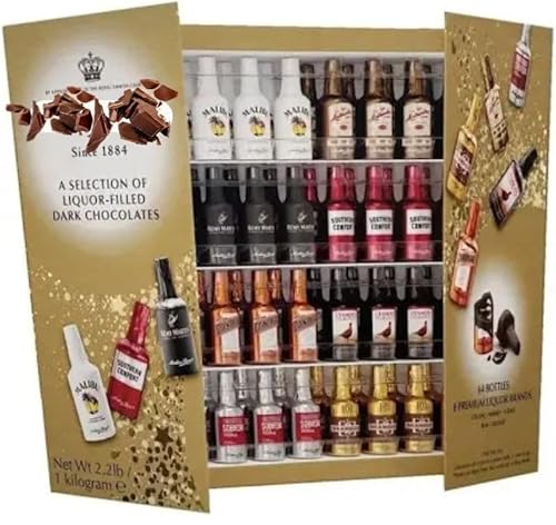 Anthons Bergs Chocolate Liquor Chocolates Gift Set - Pack of 64 Premium Bottle-Shaped Original Dark Liqueurs - 8 Famous Liqueur Brands- Christmas, Valentine and Mother's Day Gift by Red Rainbow