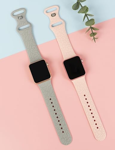 Miniatura 3 de Paquete de 2 correas de repuesto con patrón de mármol grabadas compatibles con Apple Watch Band de 1.496 pulgadas, 1.575 pulgadas, 1.614 pulgadas,