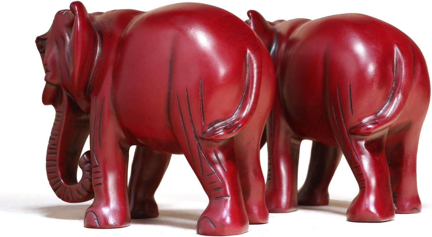 Pack 2 Red Elephant Statues and Figurines with Trunk Up/Down-Wealth Feng Shui Elephant Statue Home Decor for Living Room-Ideal Gift for Mom Women Birthday