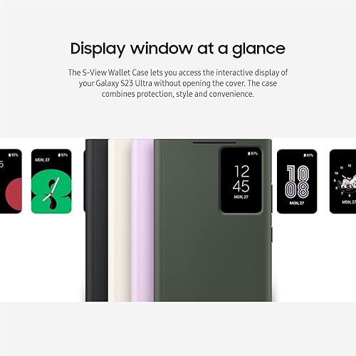 Miniatura 3 de SAMSUNG Funda para teléfono Galaxy S23 Ultra S-View, funda protectora con ranura para tarjetero, ventana transparente con toque de dedo, versión