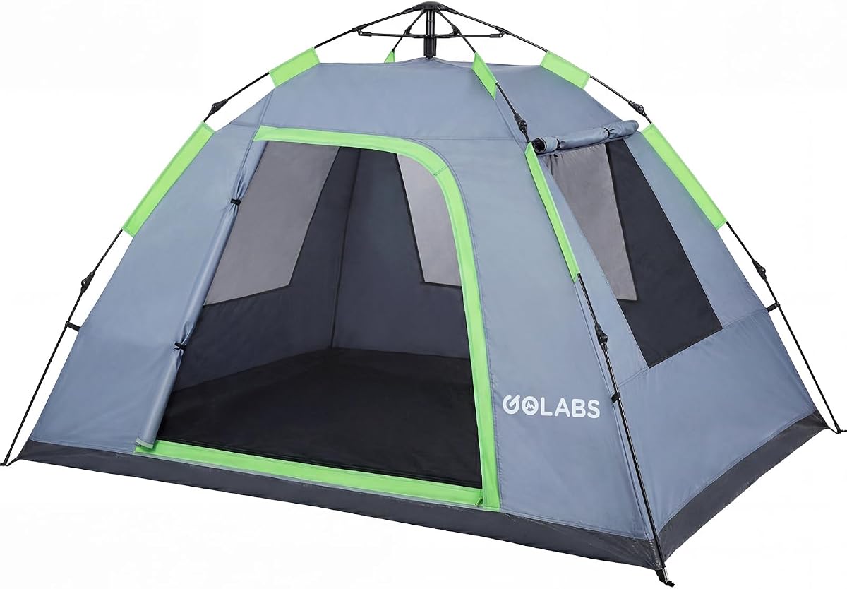 Pop Up Camping Tent for 2/3 Person, Quick Setup by Pre-Attached Pole | 4 Side Mesh, Ventilation, Lightweight, Portable, 2/3/4 Person Instant Tent, Carry Bag, Inner Pocket&Hook, for Park/Outdoor