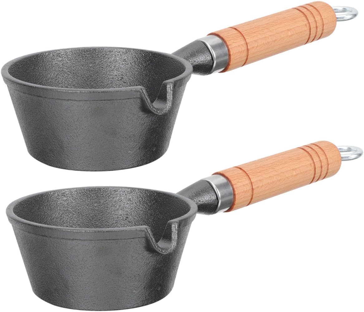 PRETYZOOM 2pcs Iron Mini Wok Cooking Pot Small Saucepan Milk Pot Small Oil Kitchen Sauce Metal Sauce Vegetable Stir Fry
