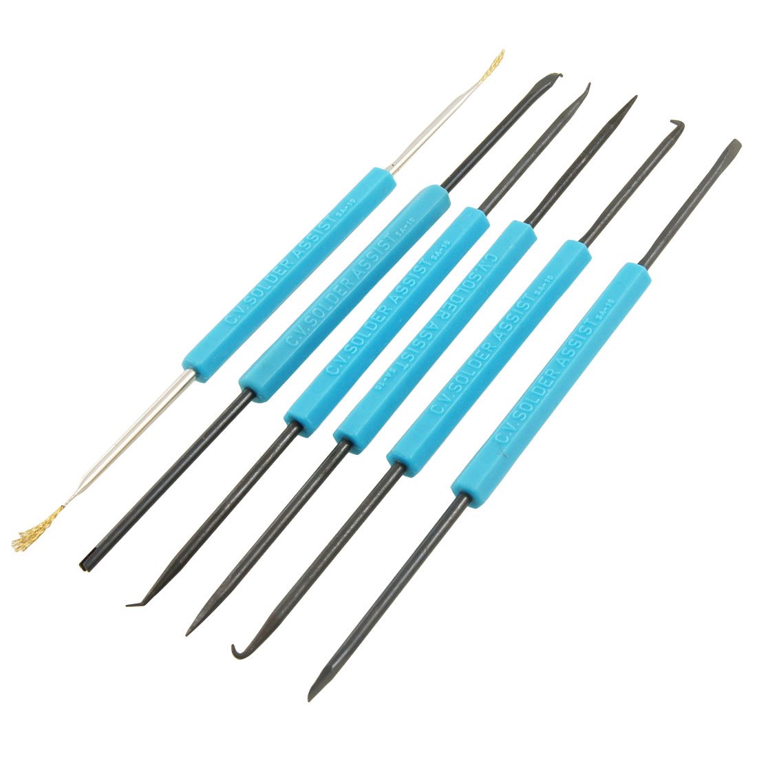 IIVVERR 6 Pcs Hex Grip Solder Assist Fork + Reamer + Chip Hold + Brush + + Hook(Tenedor de ayuda de hexagonal con agarre hexagonal de 6 piezas + escariador + sujetador de virutas + cepillo + gancho
