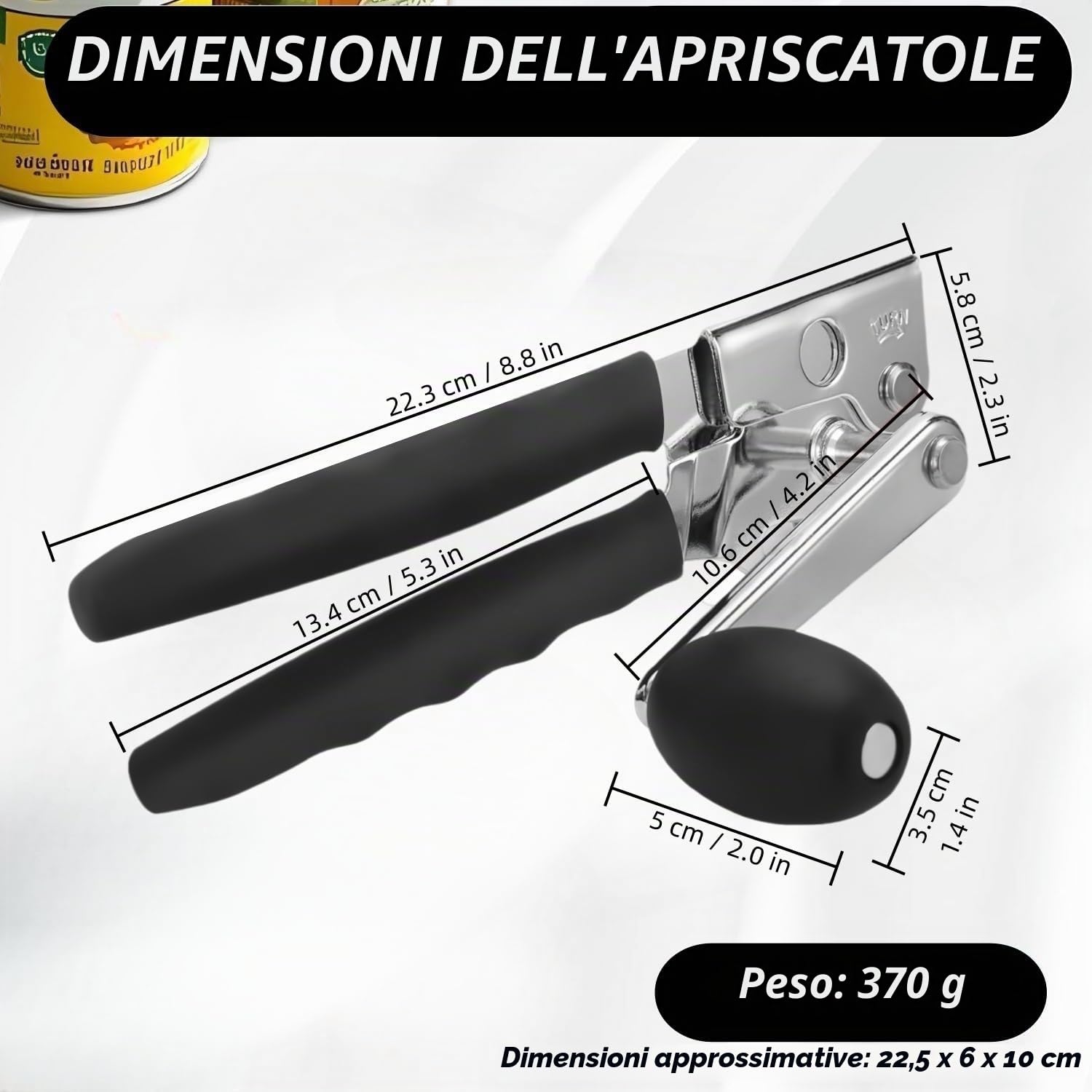 Apriscatole professionale in acciaio inox manuale bordo liscio nero