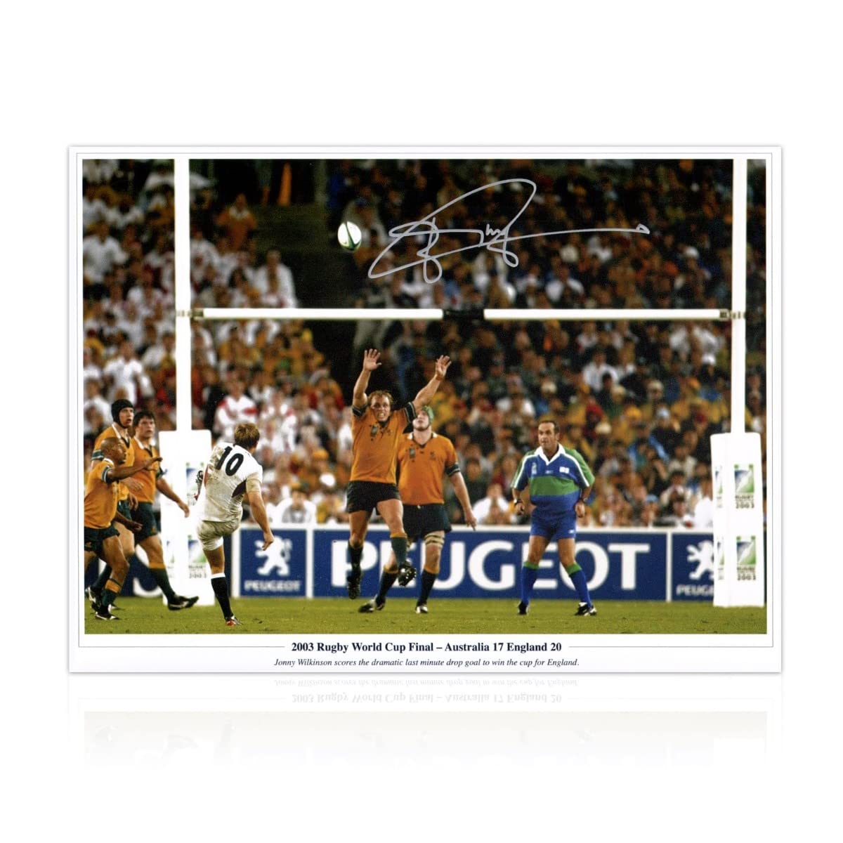 Exclusive Memorabilia Multicoloured Jonny Wilkinson Signed England Rugby Photo: The Drop-Kick (With Text)