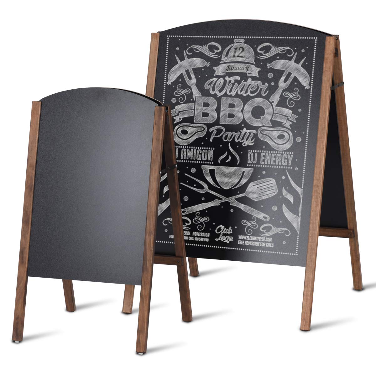 RELAX4LIFE Porte-Affiche sur Pied Noir Double Face en MDF, Panneau Publicitaire Tableau de Menu pour Restaurant, Café, Magasin (60 x 65 x 97 cm)