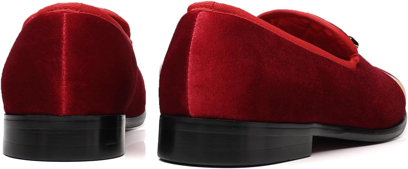 ELANROMAN Men's Velvet Loafers Dress Fashion Wedding Party Prom Shoes - Image 7