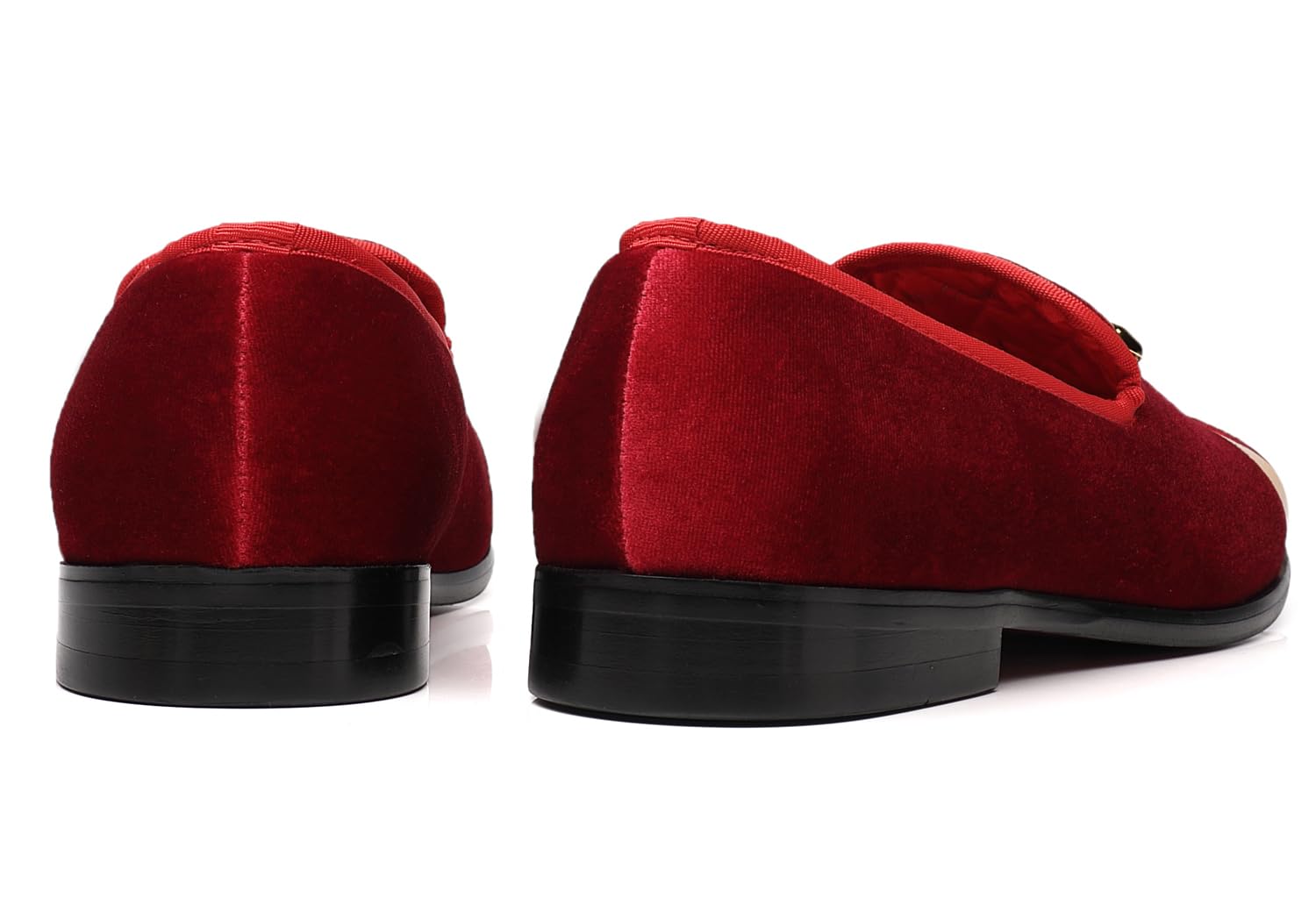ELANROMAN Men's Velvet Loafers Dress Fashion Wedding Party Prom Shoes: 9.5 Red