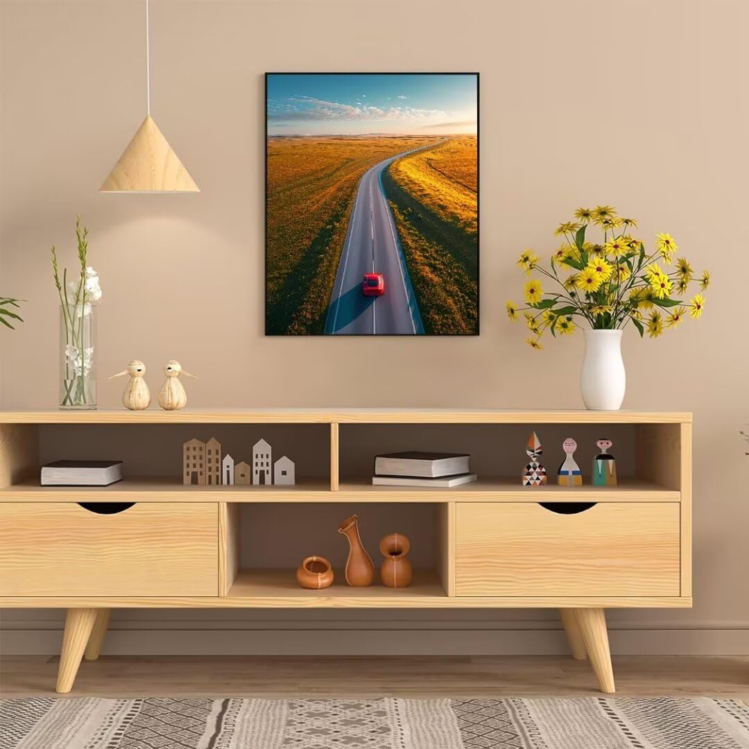 Malen Nach Zahlen Erwachsene Herbstlandschaft gelb Malen Nach Zahlen Bild, DIY Handgemalt Ölgemälde Kit für Anfänger und Kinder Mit 3-Pinseln und Acrylfarbe Zuhause Mädchen Geschenk 70x50cm w-3769
