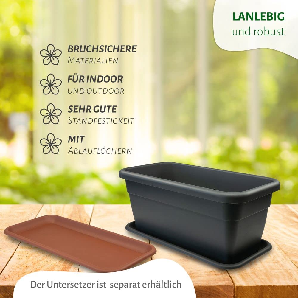 MePla Soucoupe allongée pour bac à fleurs en plastique 97 x 41 cm Taupe résistant aux intempéries UV
