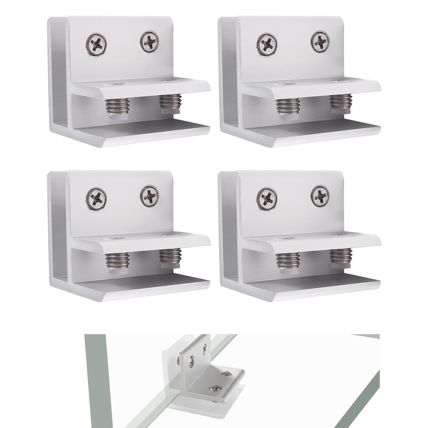 Lyeteung 4 PCS 11.5mm Glass Clamps, Aluminium Alloy Glass Support Bracket, Adjustable Glass Clamp Holders, Glass Connector