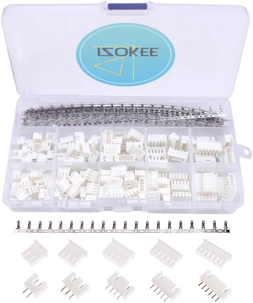 IZOKEE IZOKEE 460pcs JST Connector Kit with 2.54mm JST-XH 2/3/4/5/6 Pin Housing Female and Male Connector Plug, 2.54mm Female Pin Terminal Connector