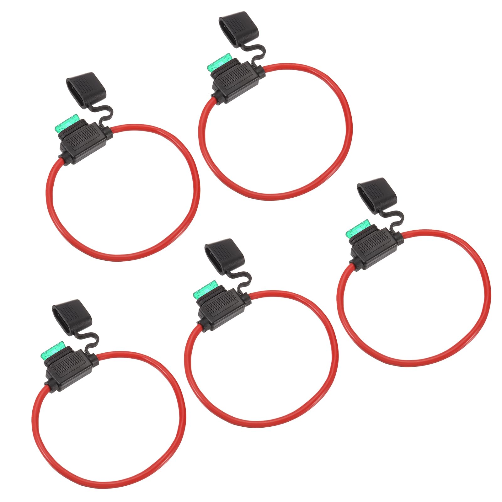 DMiotech 5 Pcs Inline Fuse Holder DC 32V 10 AWG Waterproof Blade Fuse Holder 30A for Automotive Marine, Truck, Motorcycle Green