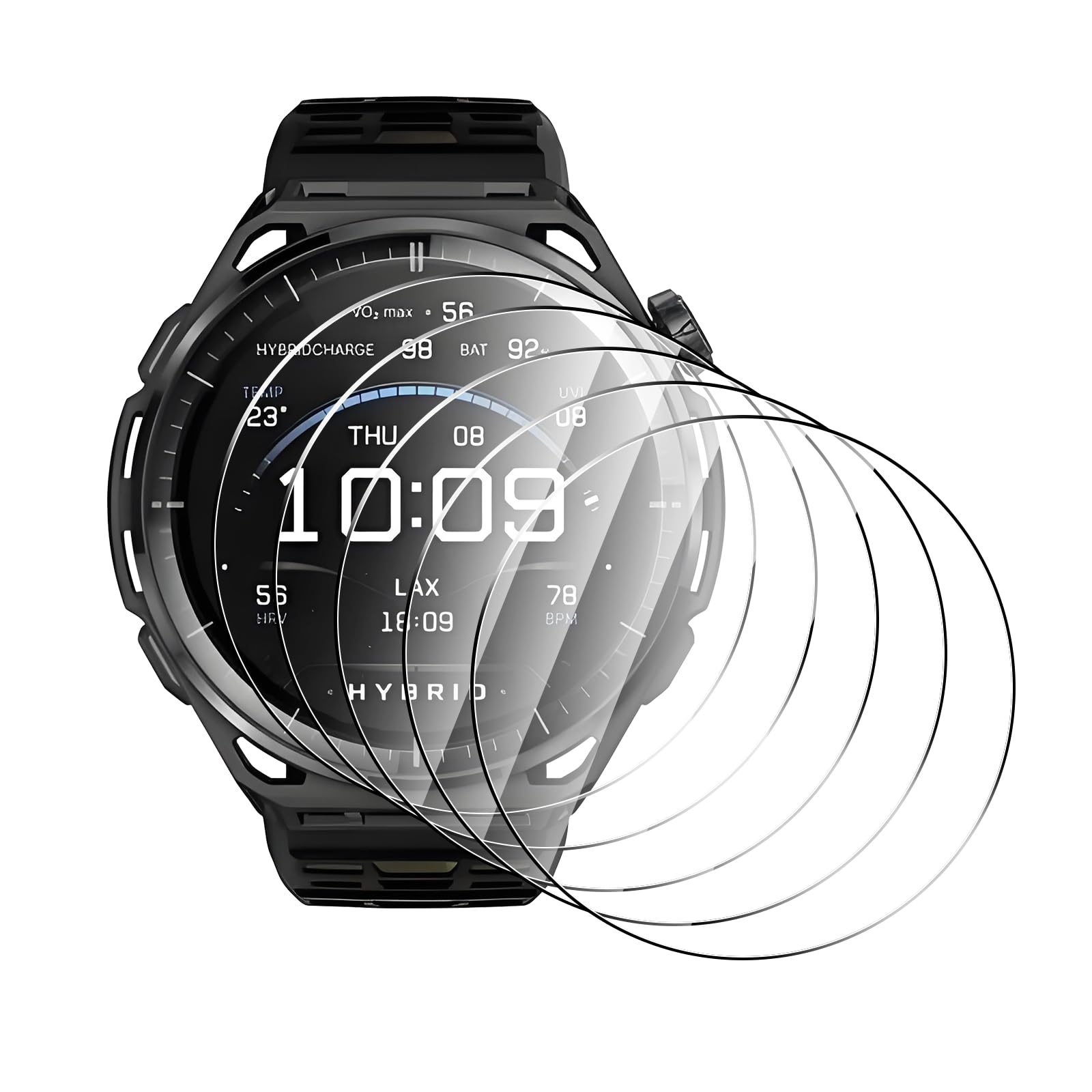 AOKUMA Protector de Pantalla para Amazfit Balance 3, [5 Unidades] Cristal Templado para Amazfit Balance 3 Fácil Instalación, Sin Burbujas, Alta Definicion, 9H Dureza, Anti-Arañazos