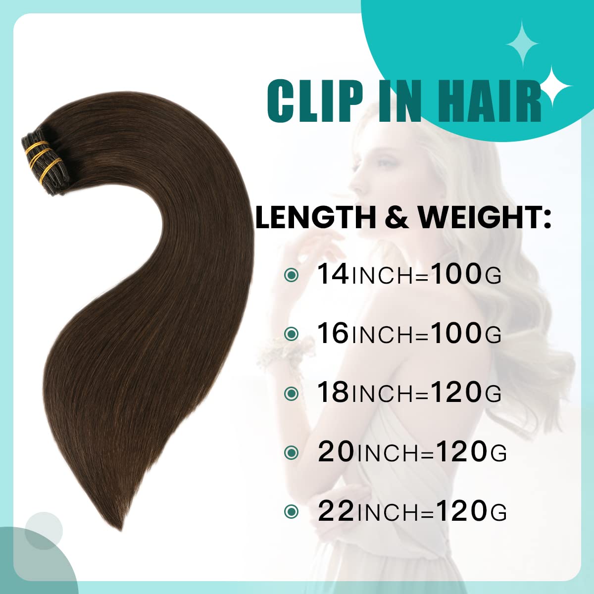 SURNEL Extension Clip Cheveux Humain 6pcs/120g 22"/55cm (#2-22")