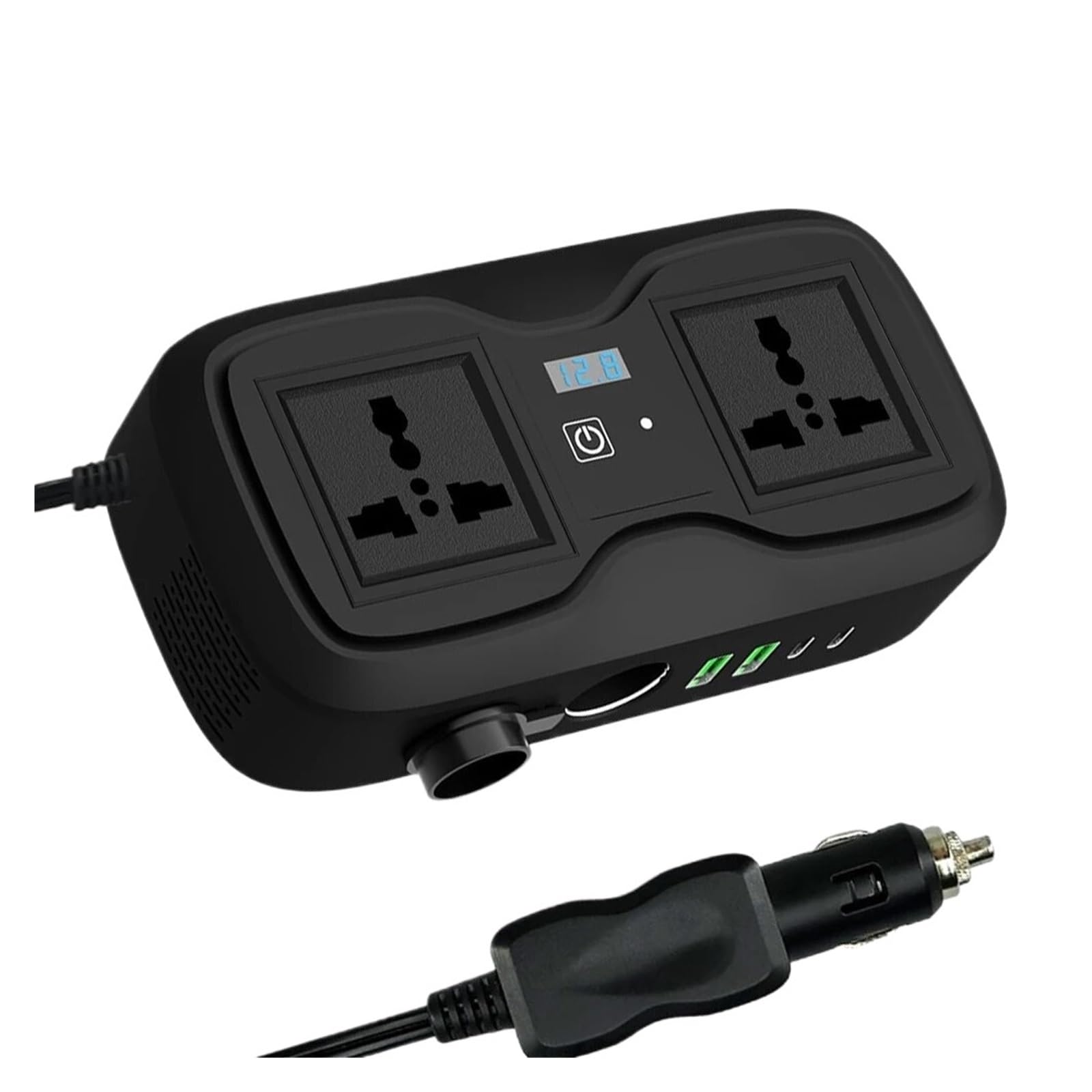 Przetwornica Napięcia, 200W samochodowy inwerter samochodowy konwerter DC 12V na AC z inteligentnym wyświetlaczem LED w czasie rzeczywistym cyfrowym podwójne uniwersalne gniazdo