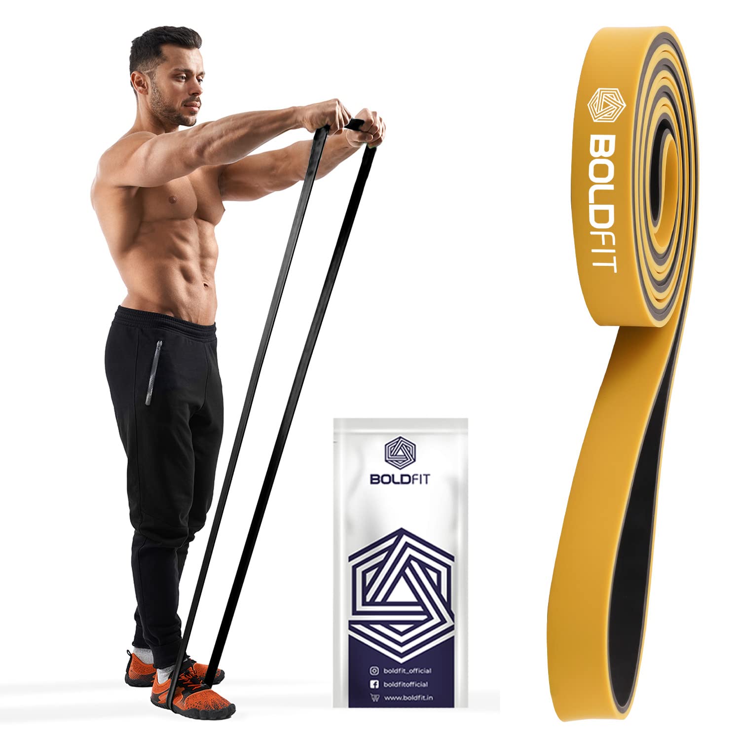 Boldfit Natural Rubber Resistance Bands for Workout Dual Color Heavy Resistance Band for Stretching, Pull ups, Home Exercise Resistance Band