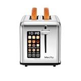Mecity 2 Slice Toaster Touch Screen 1.5" Wide Slot, Stainless Steel Smart Bread Toaster for Bagel Muffin Waffle Gluten Free Breads, Timer, Defrost, Reheat, 120V 825W