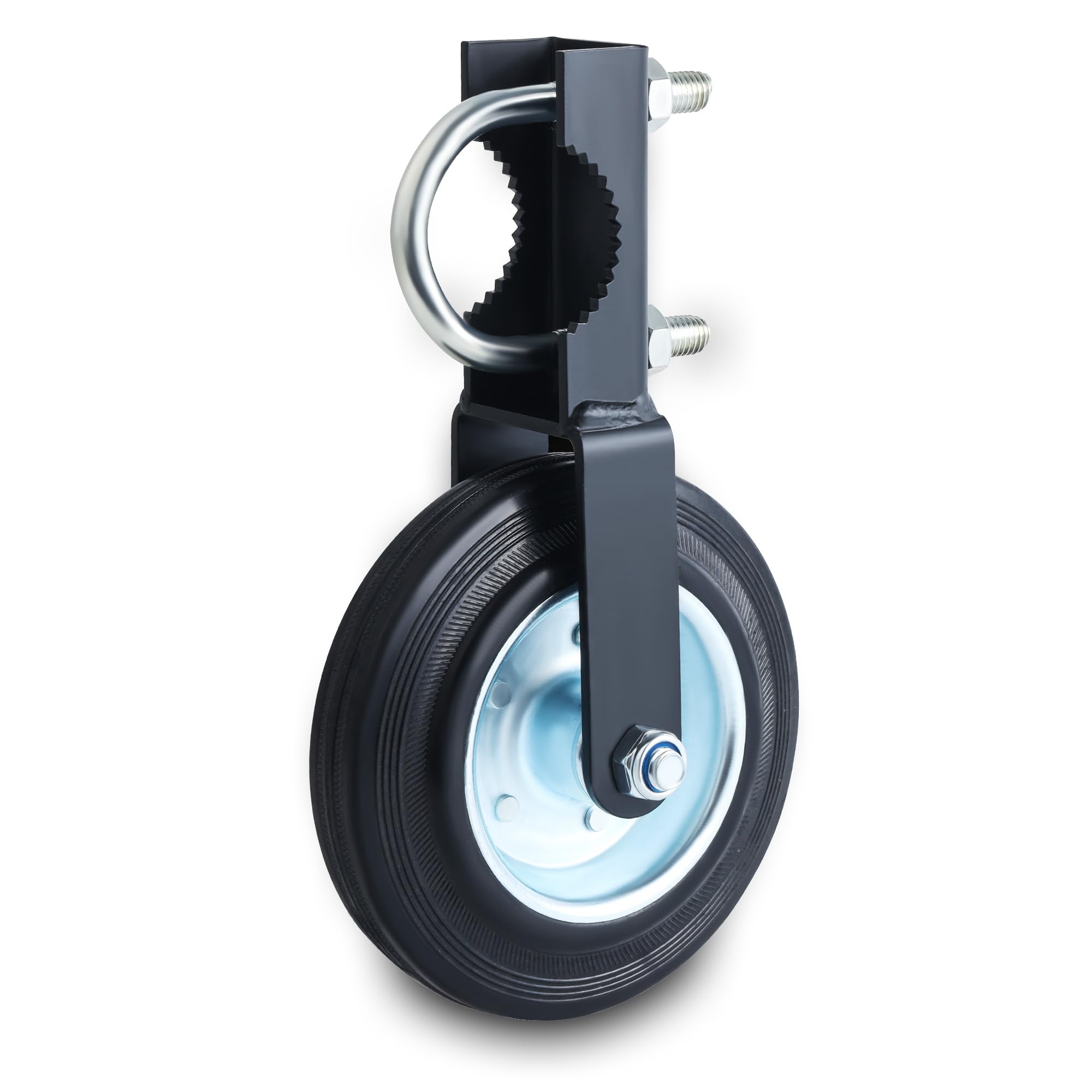 6" Metal Heavy Duty Swing Gate Wheel, Spring Loaded Wheel for Gate Support, Gate Helper Wheel Fits 1-5/8" to 2" Tubes, 550 lb Maximum Load, for Metal Pipe Gates, Farms, Fences, Black