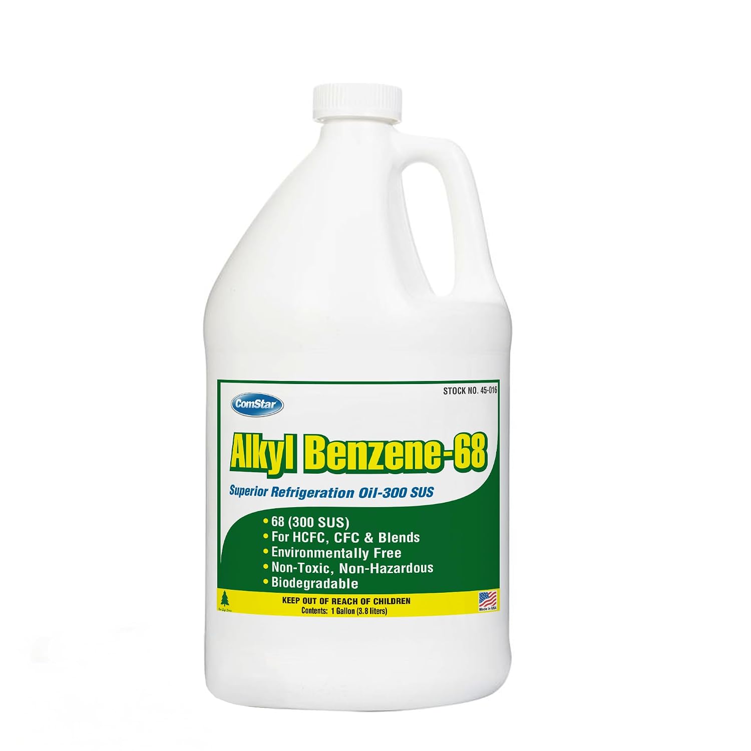 Alkylbenzene Oil, 1 Gallon, 68/300 SUS, Recommended for A/C & Refrigeration, Excellent Miscibility & Thermal Stability, Compatible with HCFC & CFC Blends (45-016)