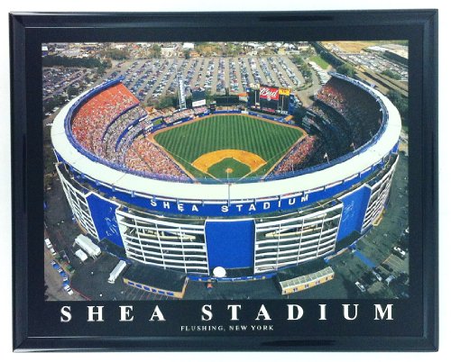 Testel New York Mets Shea Stadium - Framed Lithograph Of Dramatic Aerial Photo. Treasured Collector Item And Great Gift! cover