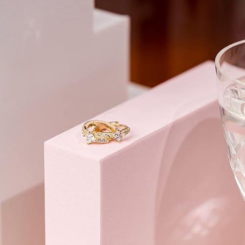 Miniatura 4 de PAVOI 14K Gold Plated 925 Sterling Silver Cubic Zirconia Huggie Earrings U-Shaped Snake Solitaire Small Round Huggie Stud Fashion Hoop Earrings for