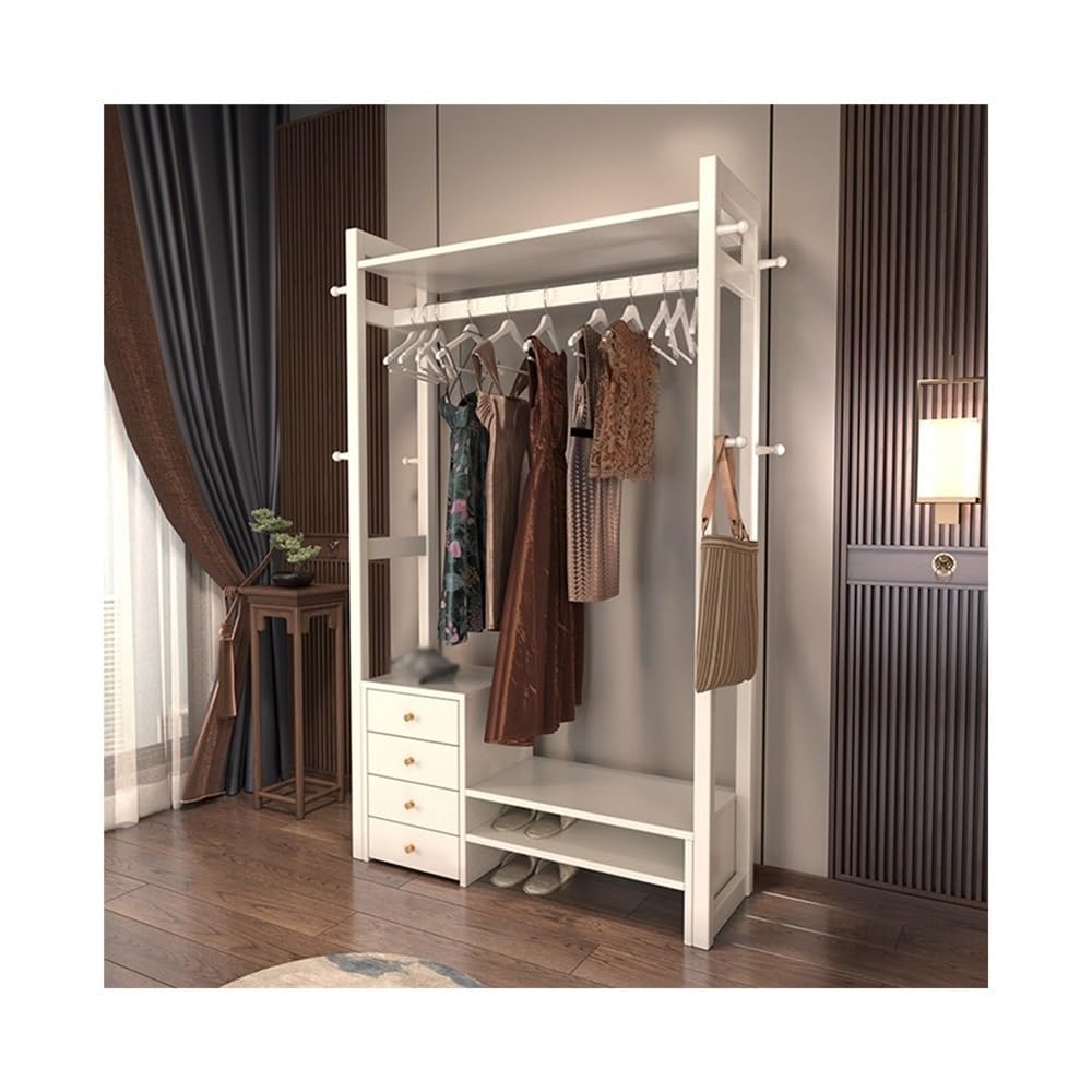 Coat Rack Solid Wood Clothes Hanger Floor Bedroom Shoe Rack Living Room Coat Rack with Drawer Multifunctional New