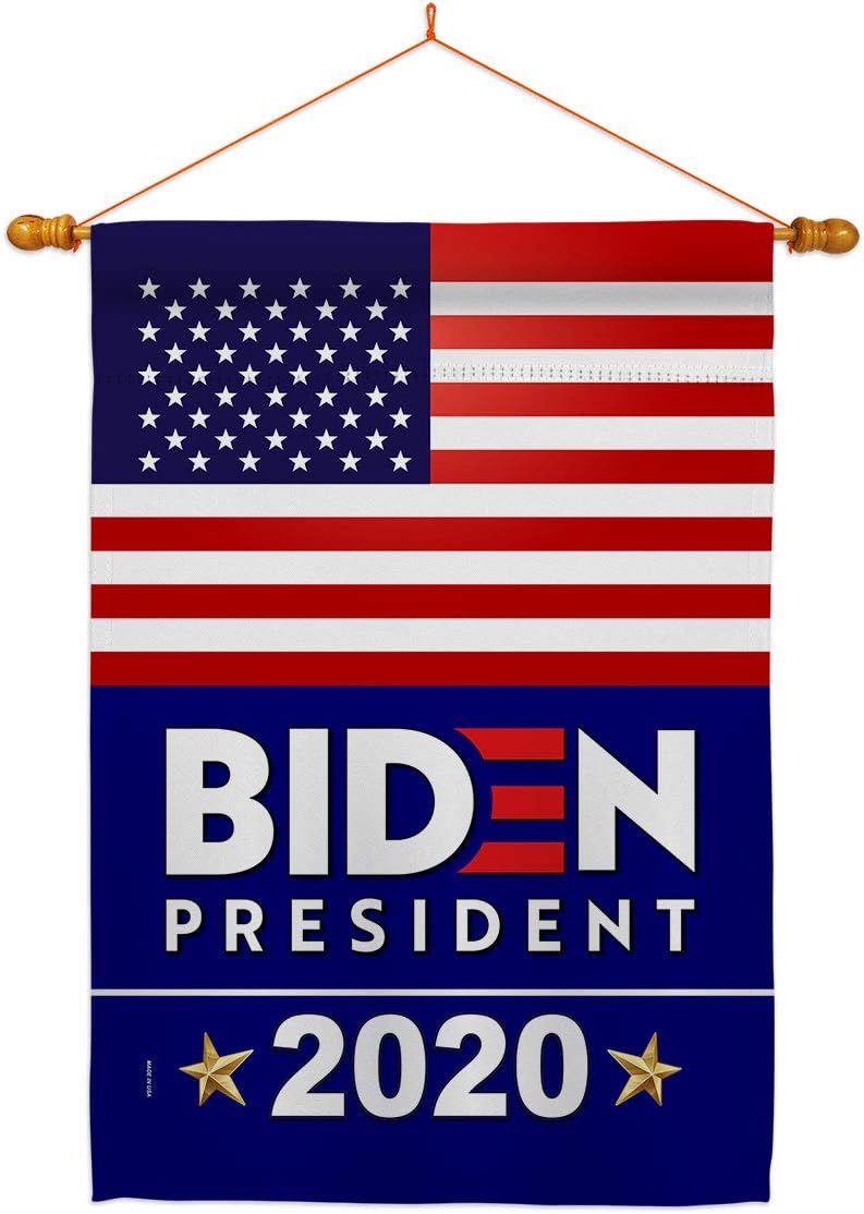 2020 Biden House Flag Dowel Set Patriotic President Democrat Republican Tea Party United State American Election Small Decorative Gift Yard Banner Made In USA 28 X 40