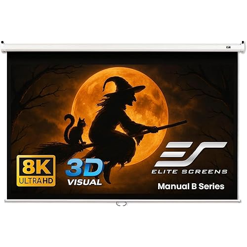Elite Screens Manual B, 100-INCH Manual Pull Down Projector Screen Diagonal 16:9 Diag 4K 8K 3D Ultra HDR HD Ready Home Theater Movie Office Presentation, M100H