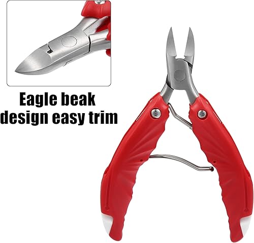 Miniatura 3 de VOCOSTE 1 cortaúñas para uñas gruesas, kit de cortaúñas de acero inoxidable, cortaúñas afiladas para hombres, mujeres, adultos, rojo