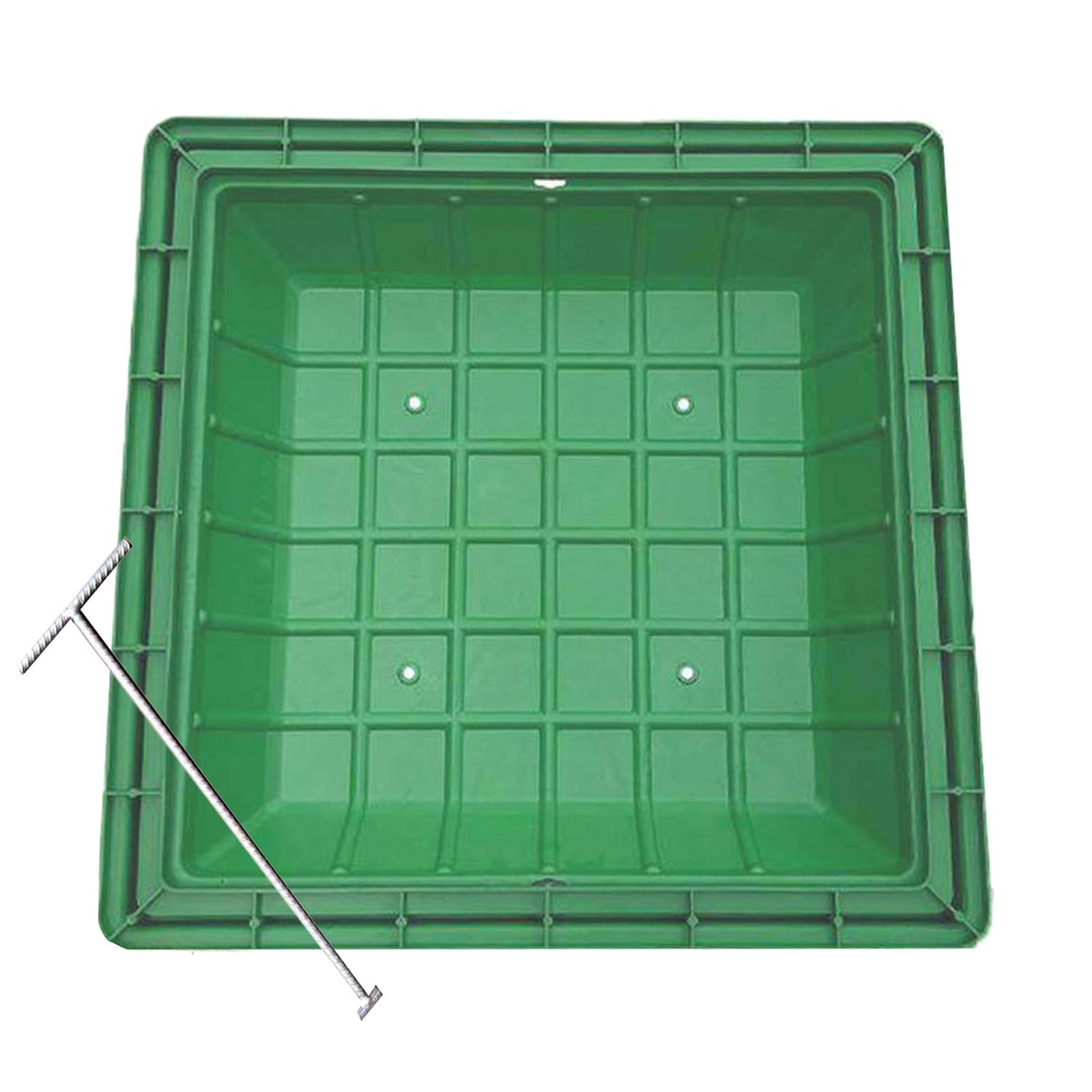 Tapa Cuadrada para Fosa Séptica con Marco, Tapa para Arqueta Empotrada de Polipropileno con Orificio para Plantar Césped(50x50cm/20x20in)